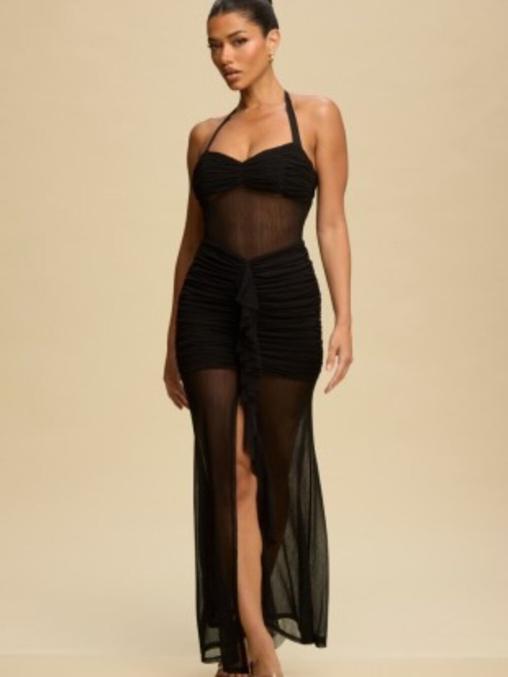 Black midi mesh dress